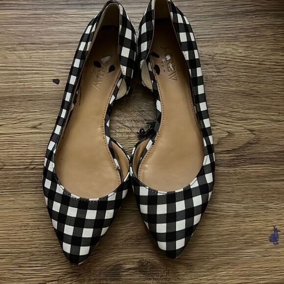 J crew gingham black and white pointed toe flats - Picture 2 of 4
